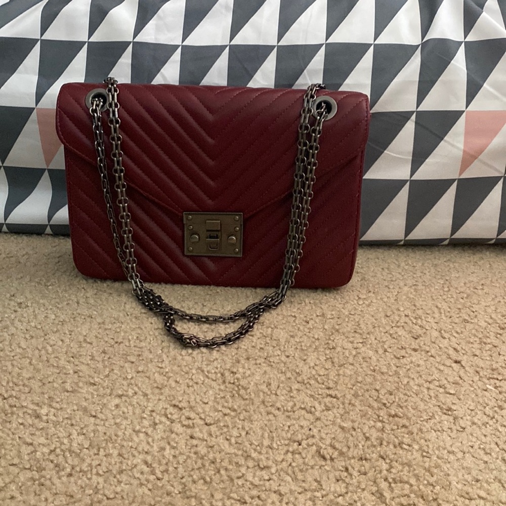 Maroon quilted purse